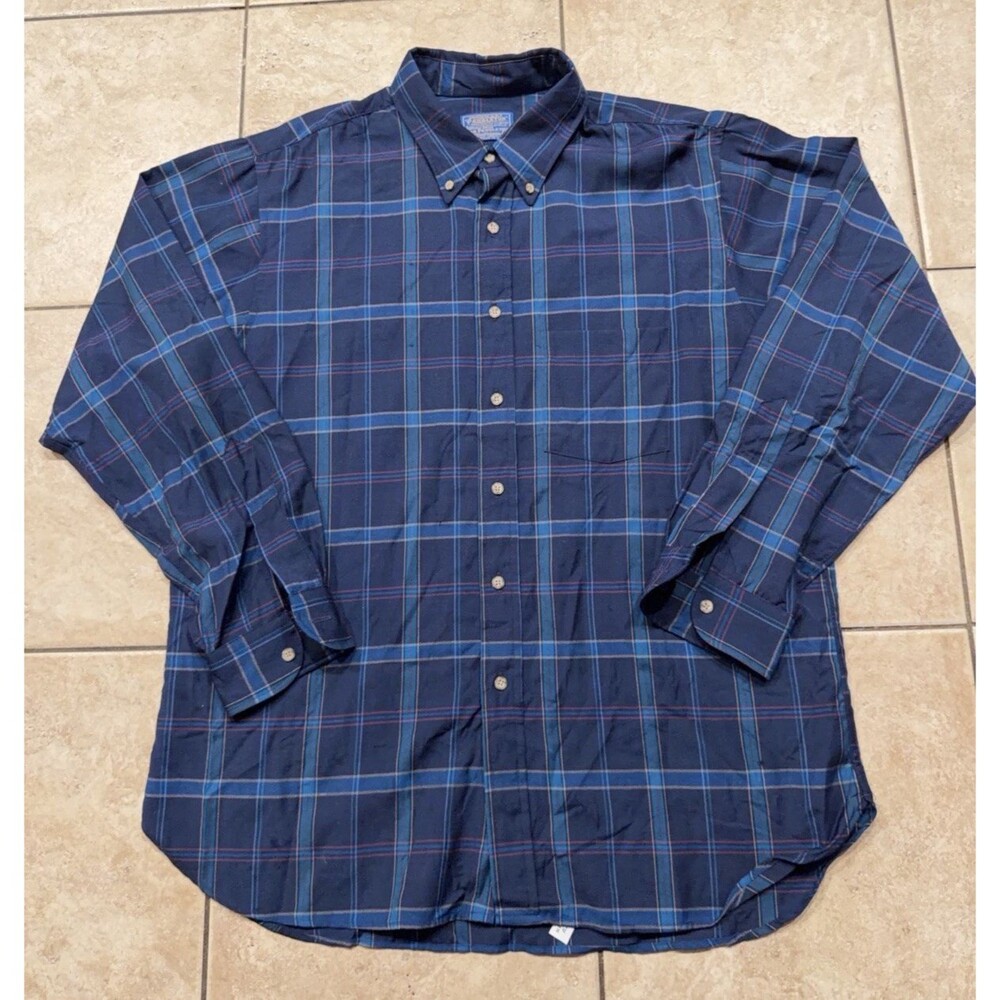 Vintage Pendleton Shirt Men XL Sir Pendleton Fireside Blue Plaid Virgin Wool USA